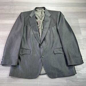 Circle S Blazer Mens 42R Gray Western Yoke Stripe Sport Coat Jacket Made In USA